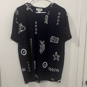 Stylish Navy Graphic Women's Top